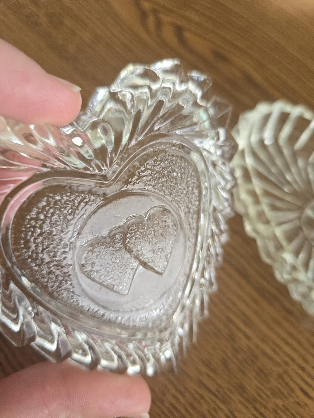 Clear Heart-Shaped Pressed Glass Trinket Dish